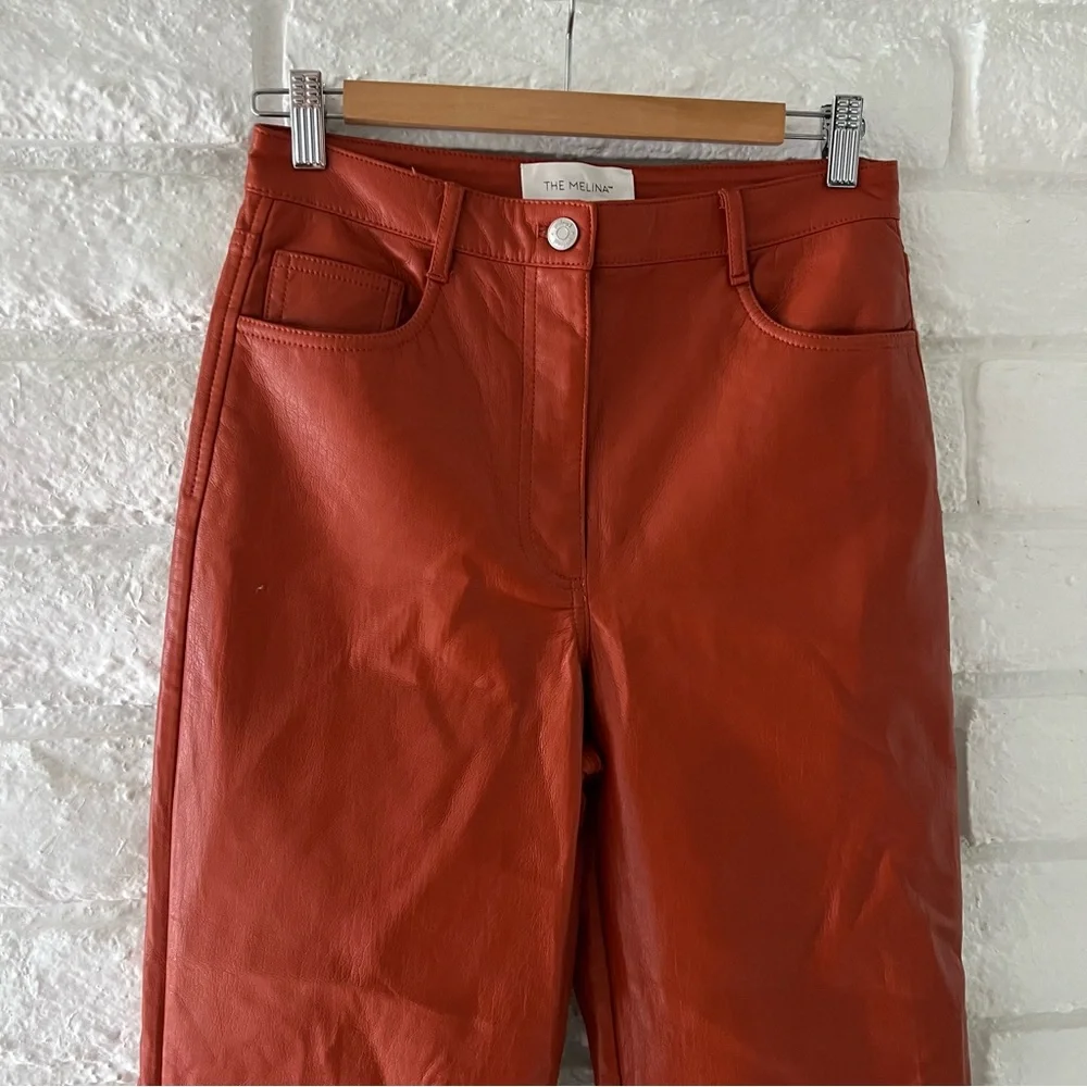 Aritzia Wilfred Melina Pants Orange Vegan Leather Size 6
